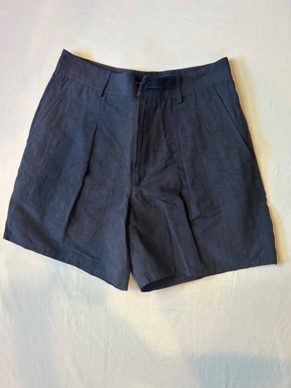 Theyskens’ Theory Women’s Linen- Cotton Navy Blend Shorts